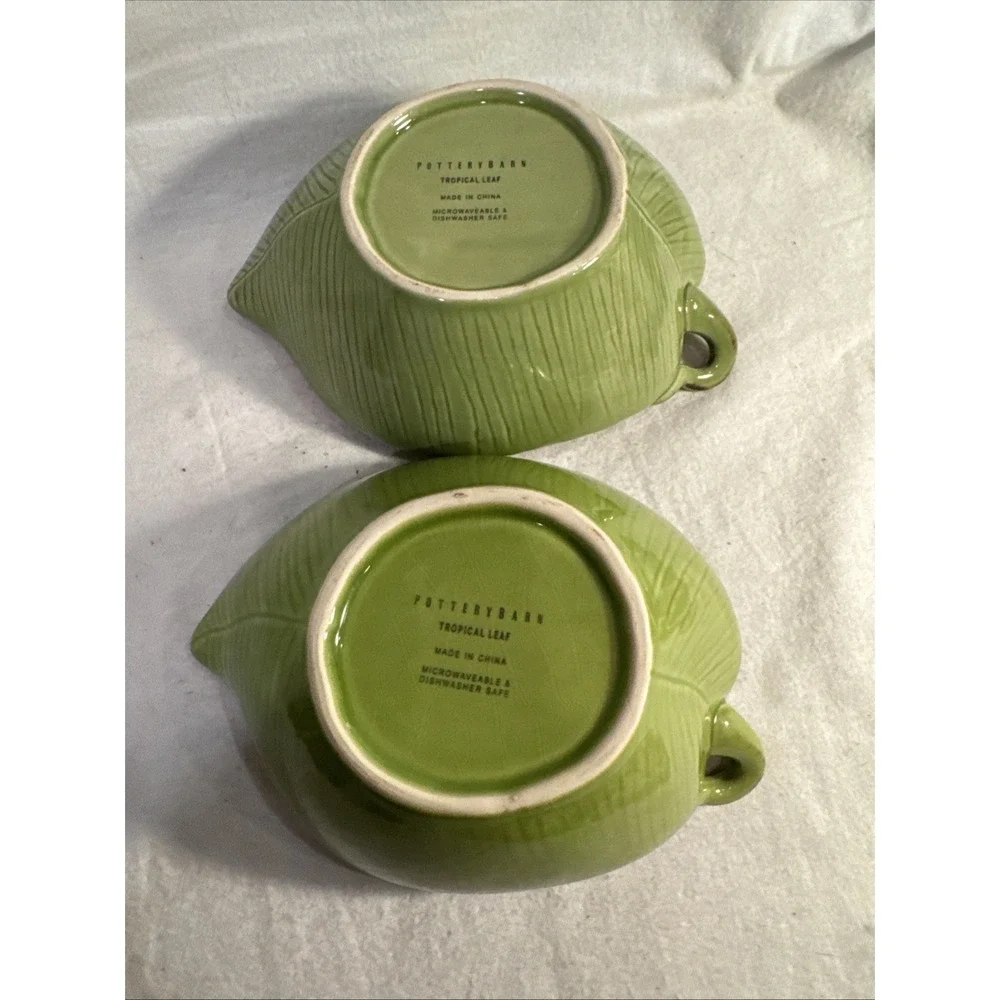 Set of 2 Pottery Barn Tropical Leaf Green 8